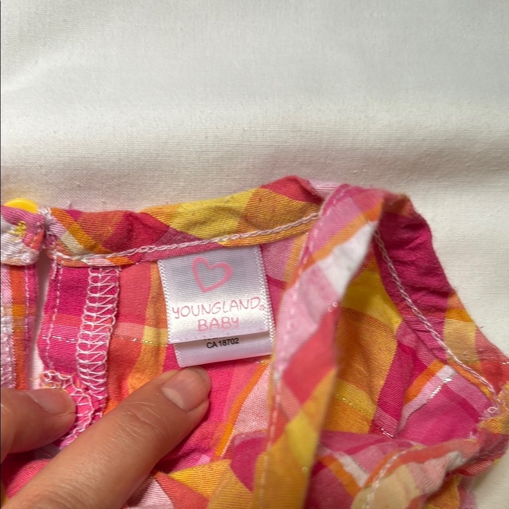 Youngland Pink and Yellow Plaid Dress 18 month - Picture 2 of 7